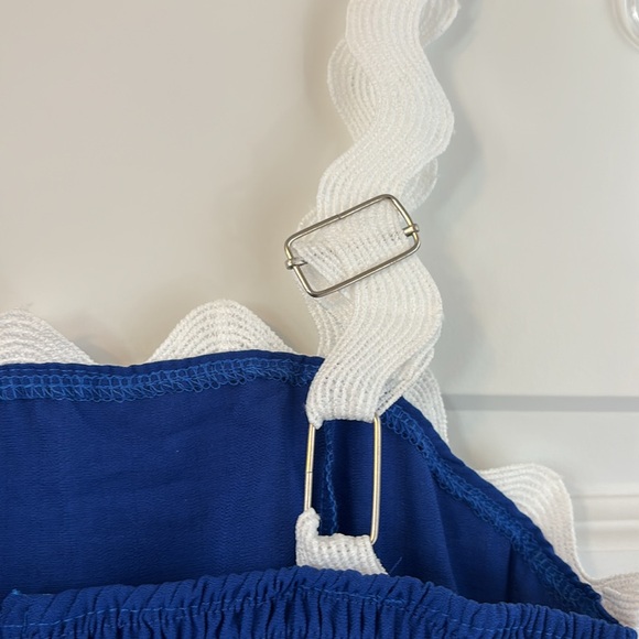 IDOPIP Royal Blue White Trimmed Ric Rac Mini Dress Size Small - Picture 4 of 4